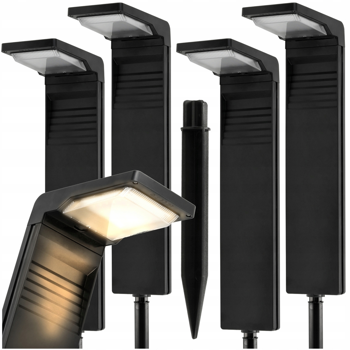 4× solárna lampa Berge, čierna, 57,3 cm, 1 ks.